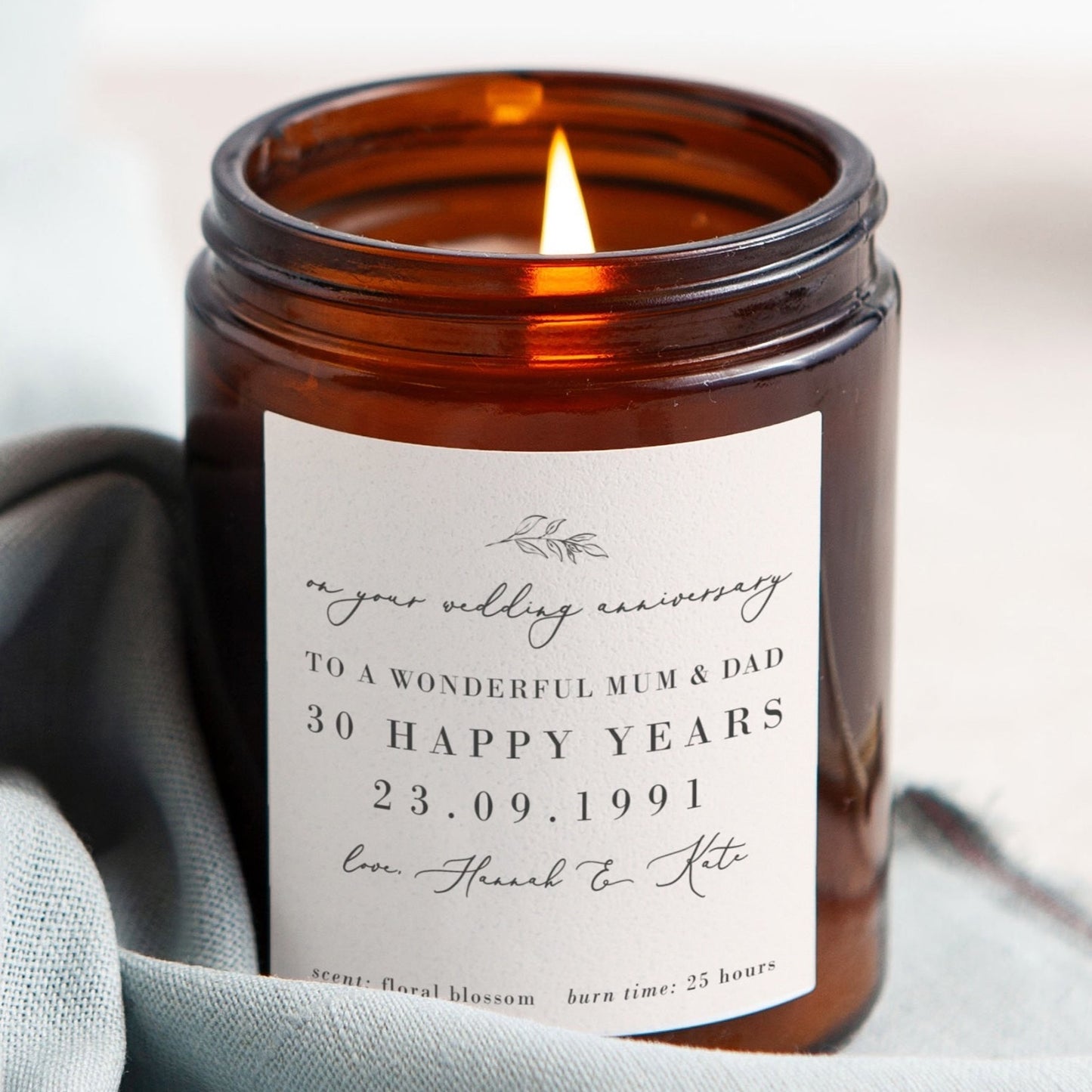 Mum and Dad Wedding Anniversary Candle Gift - Kindred Fires