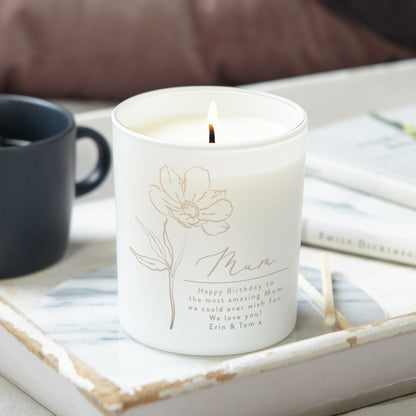 Mum Birthday Gift Floral Candle - Kindred Fires