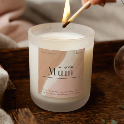 Mum Christmas Gift Personalised Frosted Candle - Kindred Fires