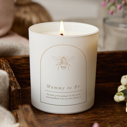 Mummy To Be Christmas Gift Personalised Bee Candle - Kindred Fires