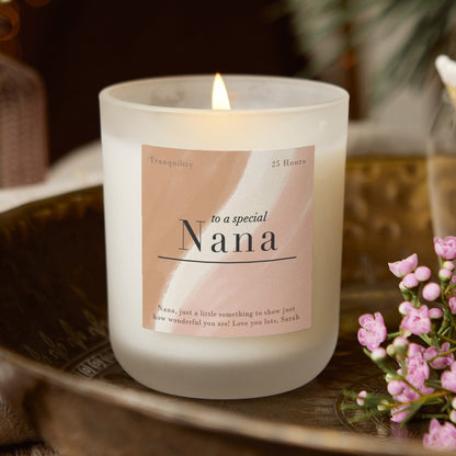 Nana Christmas Gift Personalised Frosted Candle - Kindred Fires