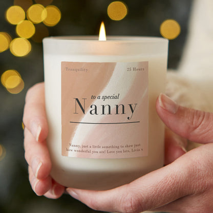 Nanny Christmas Gift Personalised Frosted Candle - Kindred Fires