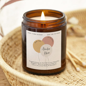 New Baby Gift New Mum Personalised Candle - Kindred Fires