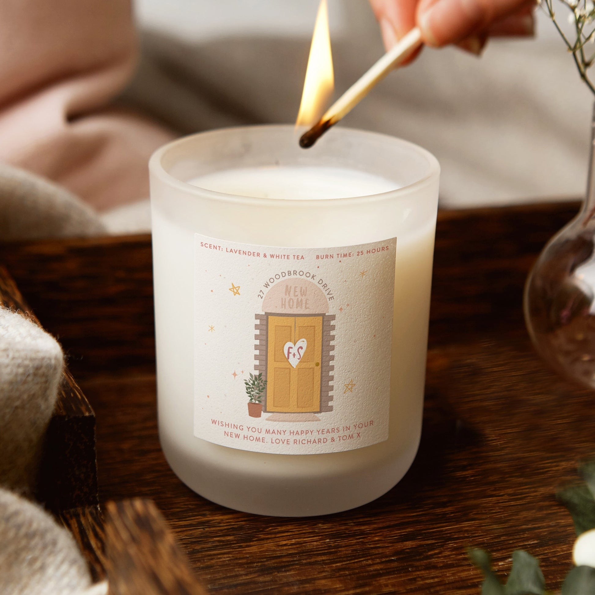 New Home Gift Personalised Door Candle - Kindred Fires