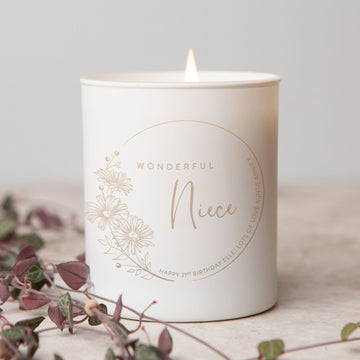 Niece Birthday Gift Floral Candle - Kindred Fires