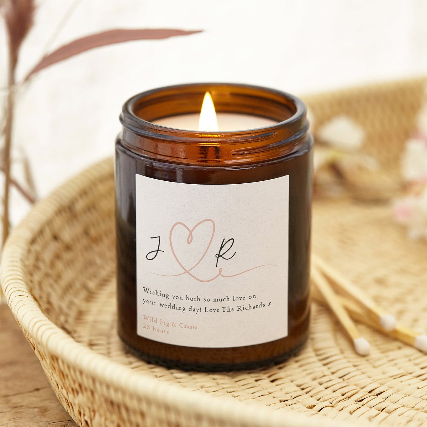 Personalised Wedding Gift Heart Candle - Kindred Fires