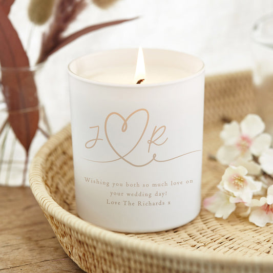 Personalised Wedding Gift Heart White Candle - Kindred Fires