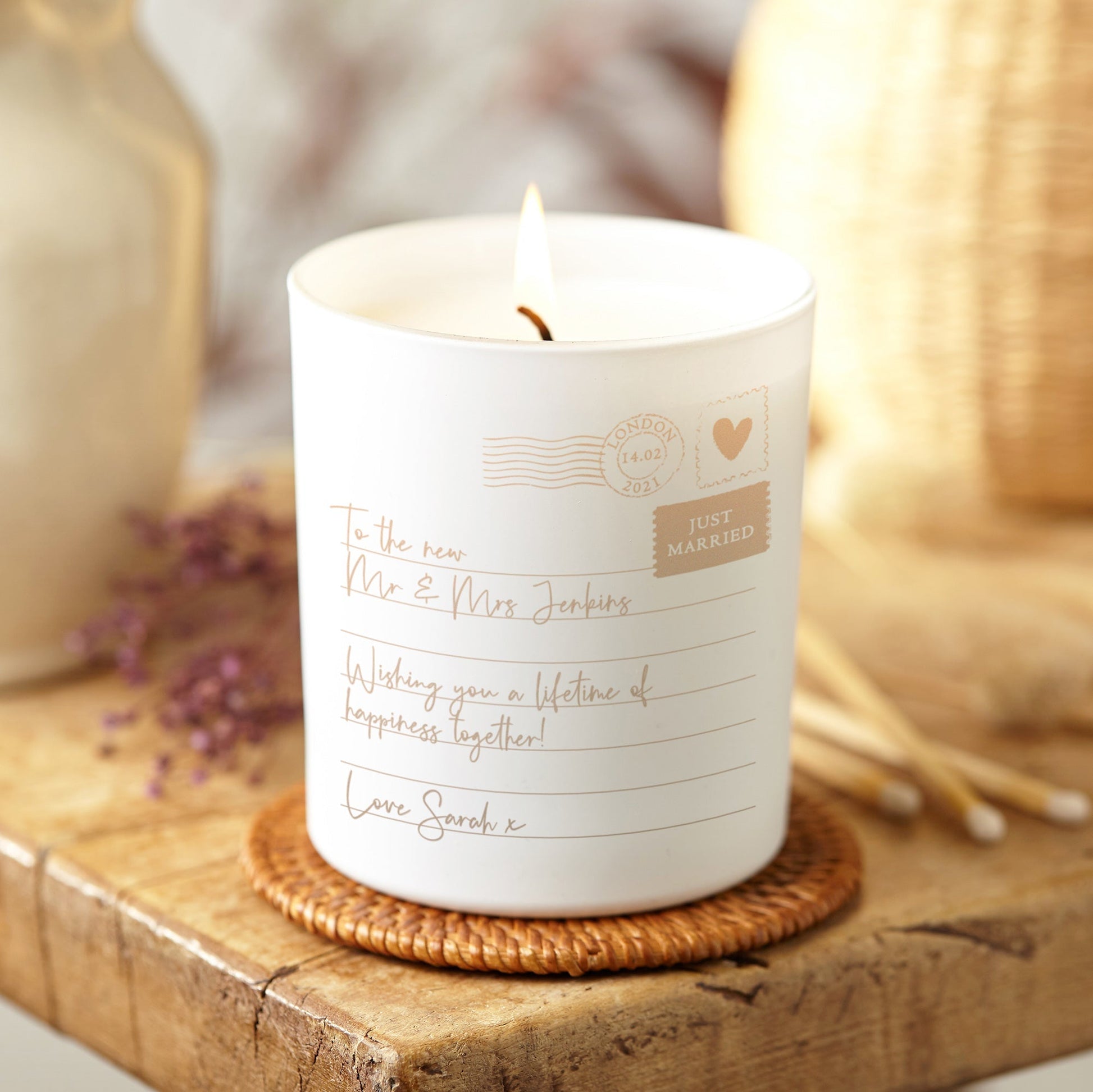 Personalised Wedding Gift Letter Candle - Kindred Fires