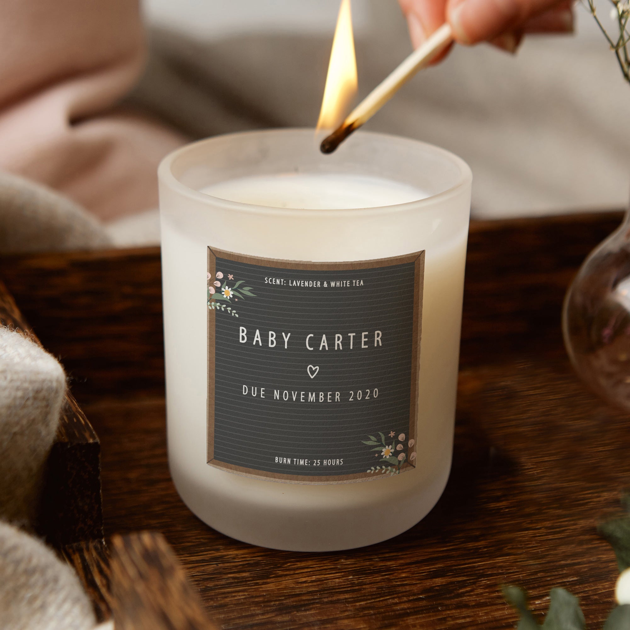 Pregnancy Reveal Idea Baby Candle - Kindred Fires