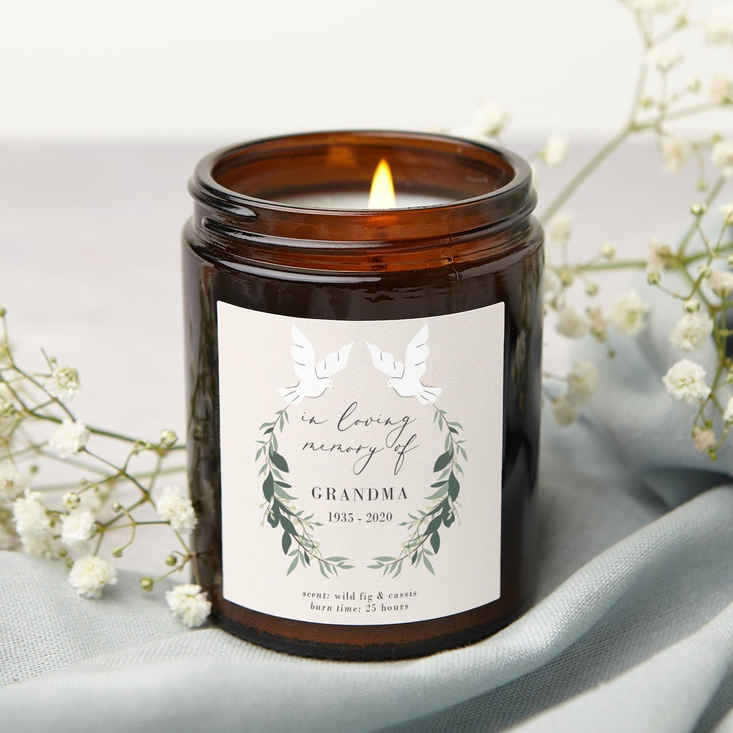 Remembrance Candle Gift In Loving Memory Doves - Kindred Fires