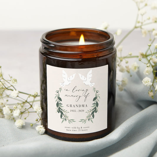 Remembrance Candle Gift In Loving Memory Doves - Kindred Fires