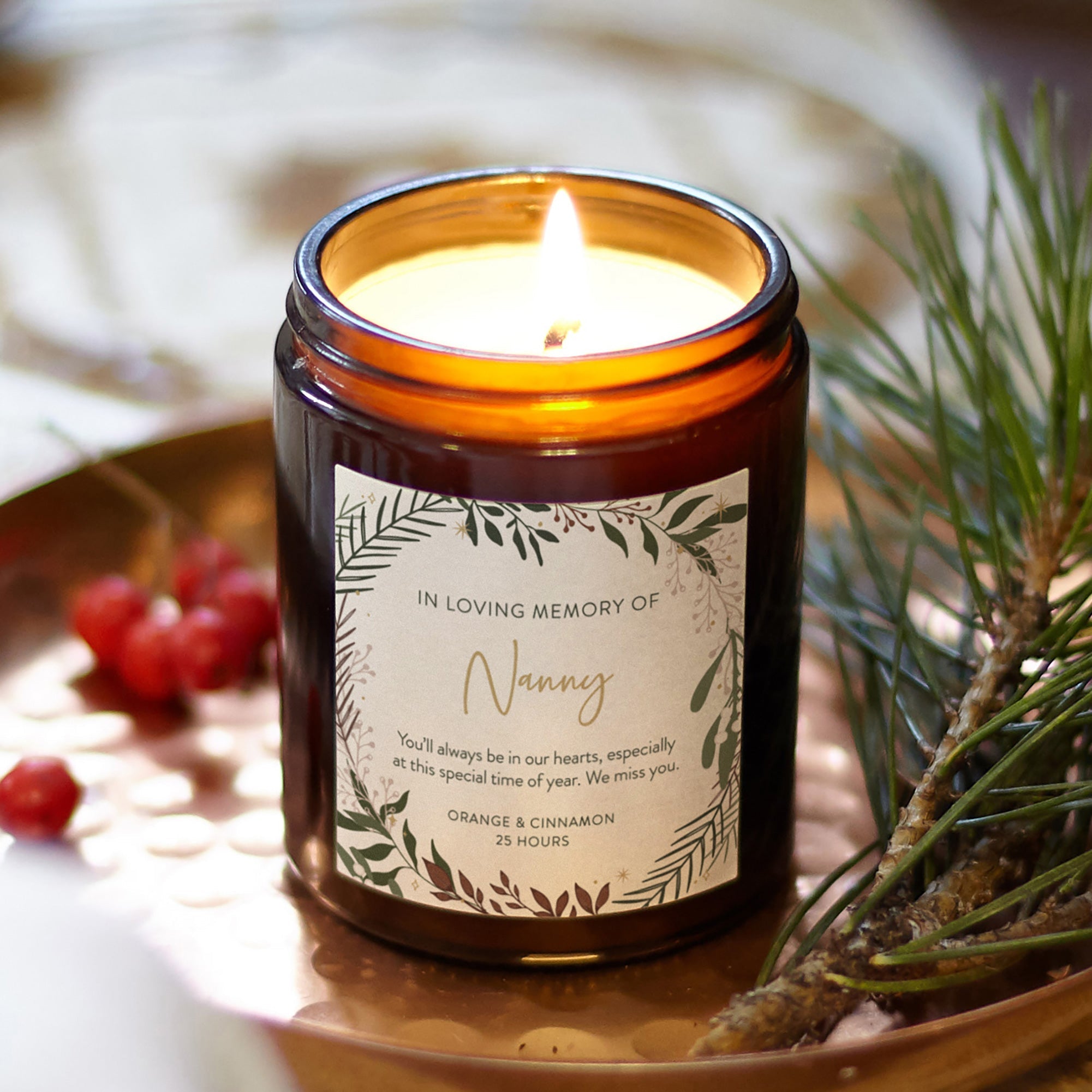 Remembrance Gift Memorial Loving Memory Christmas Candle - Kindred Fires