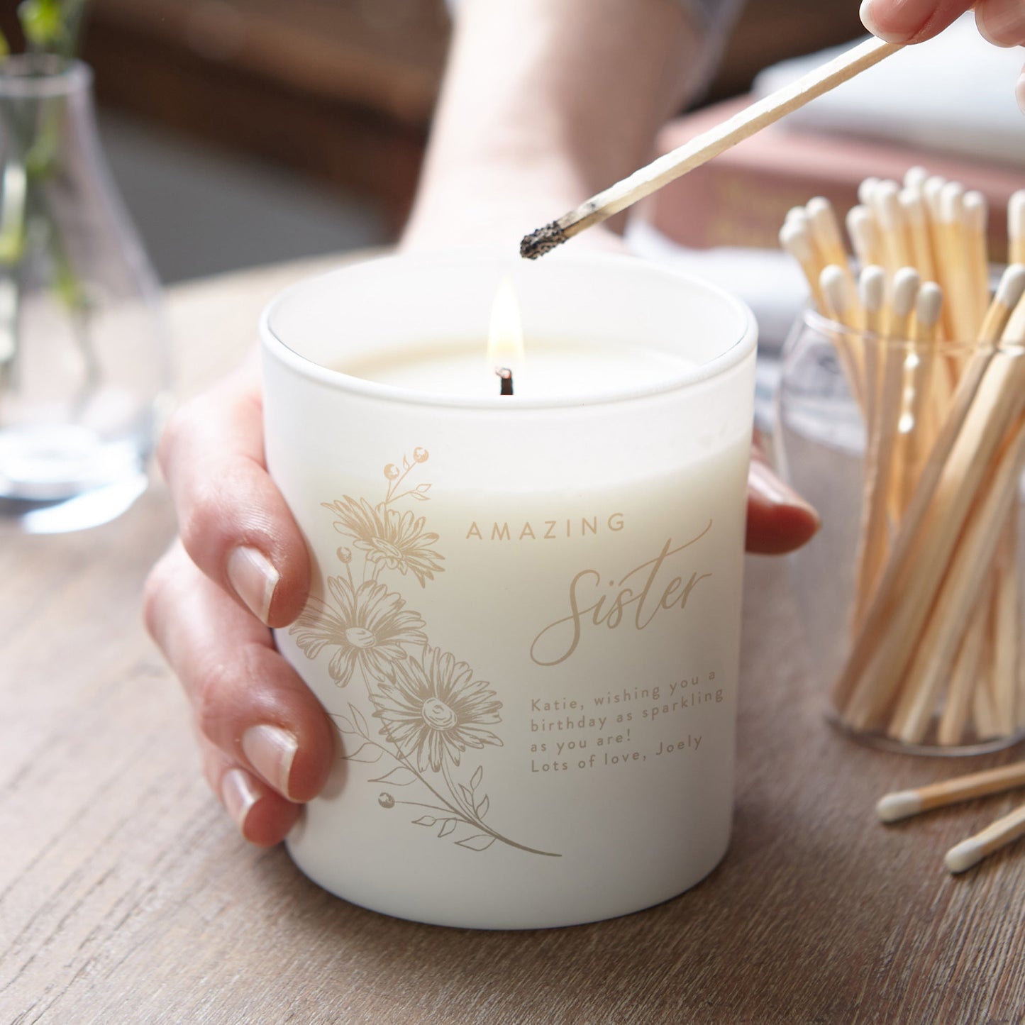 Sister Birthday Gift Floral Candle - Kindred Fires