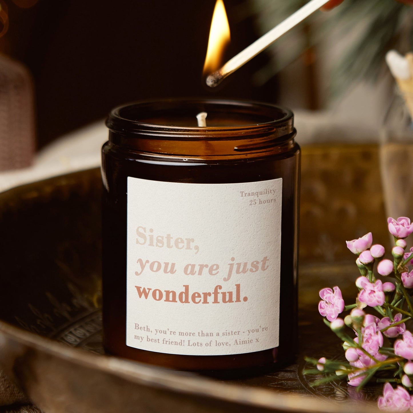 Sister Christmas Gift You Are Wonderful Candle - Kindred Fires
