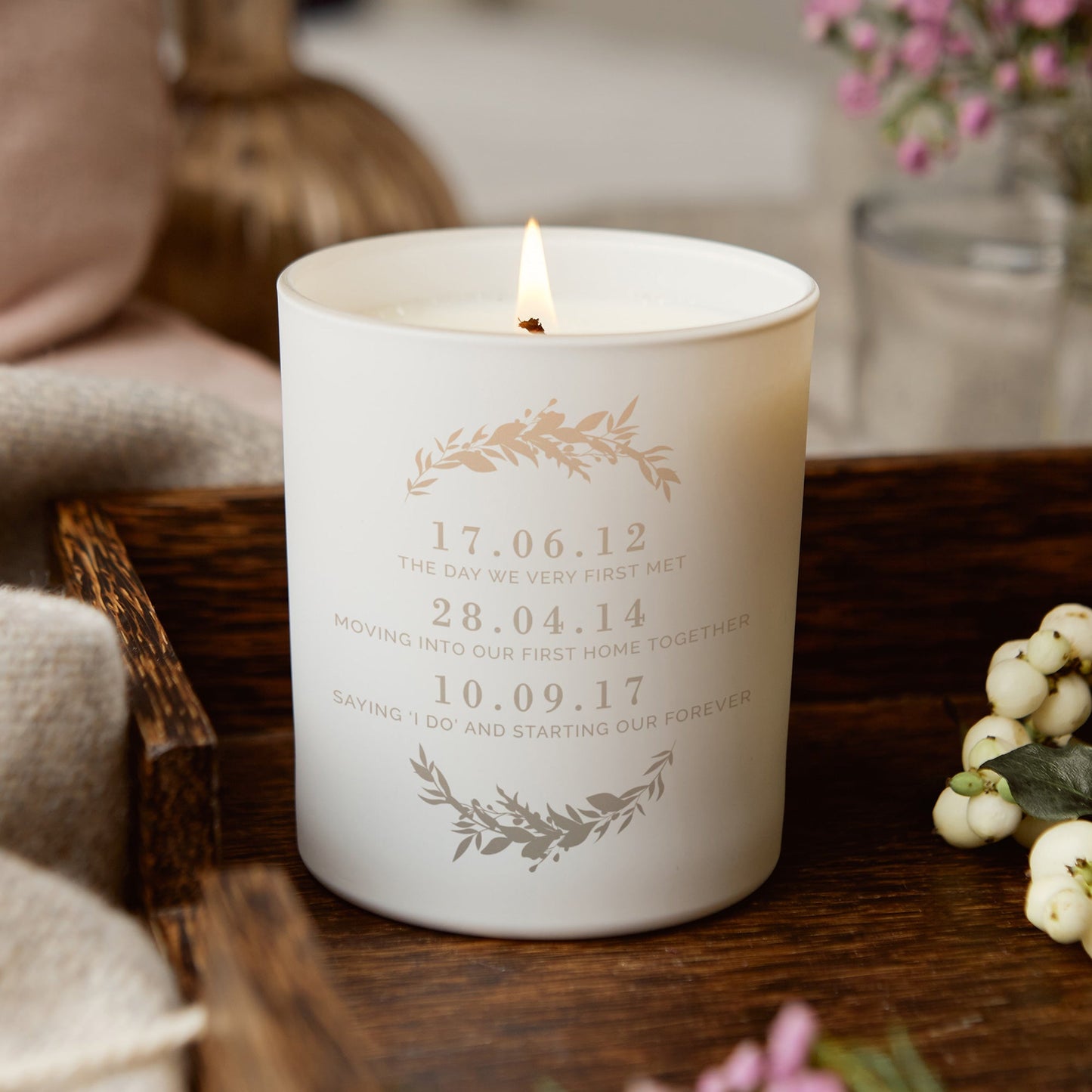 Special Dates Gift Timeline Glow Through Candle - Kindred Fires