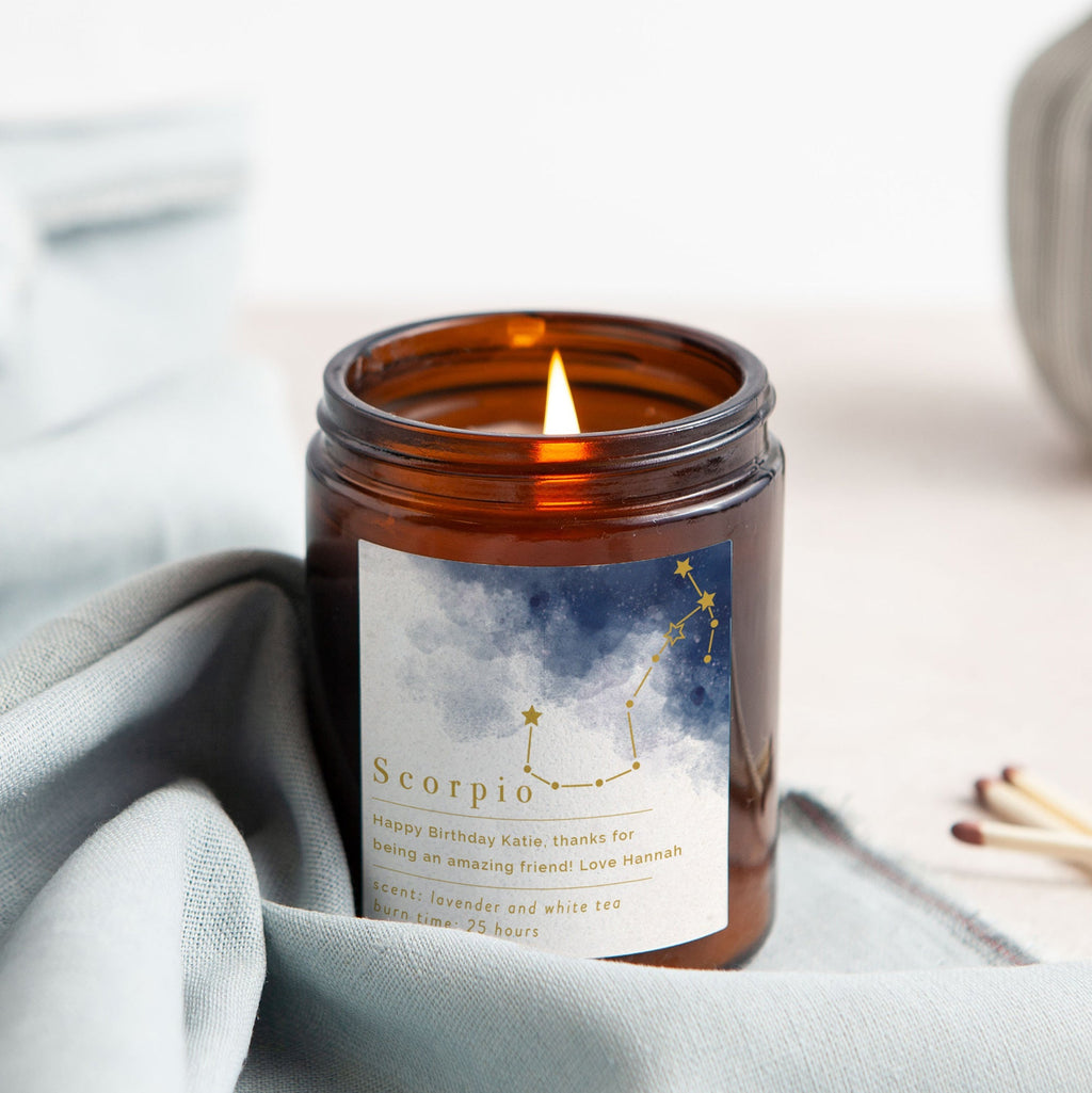 Star Sign Birthday Gift Personalised Candle - Kindred Fires