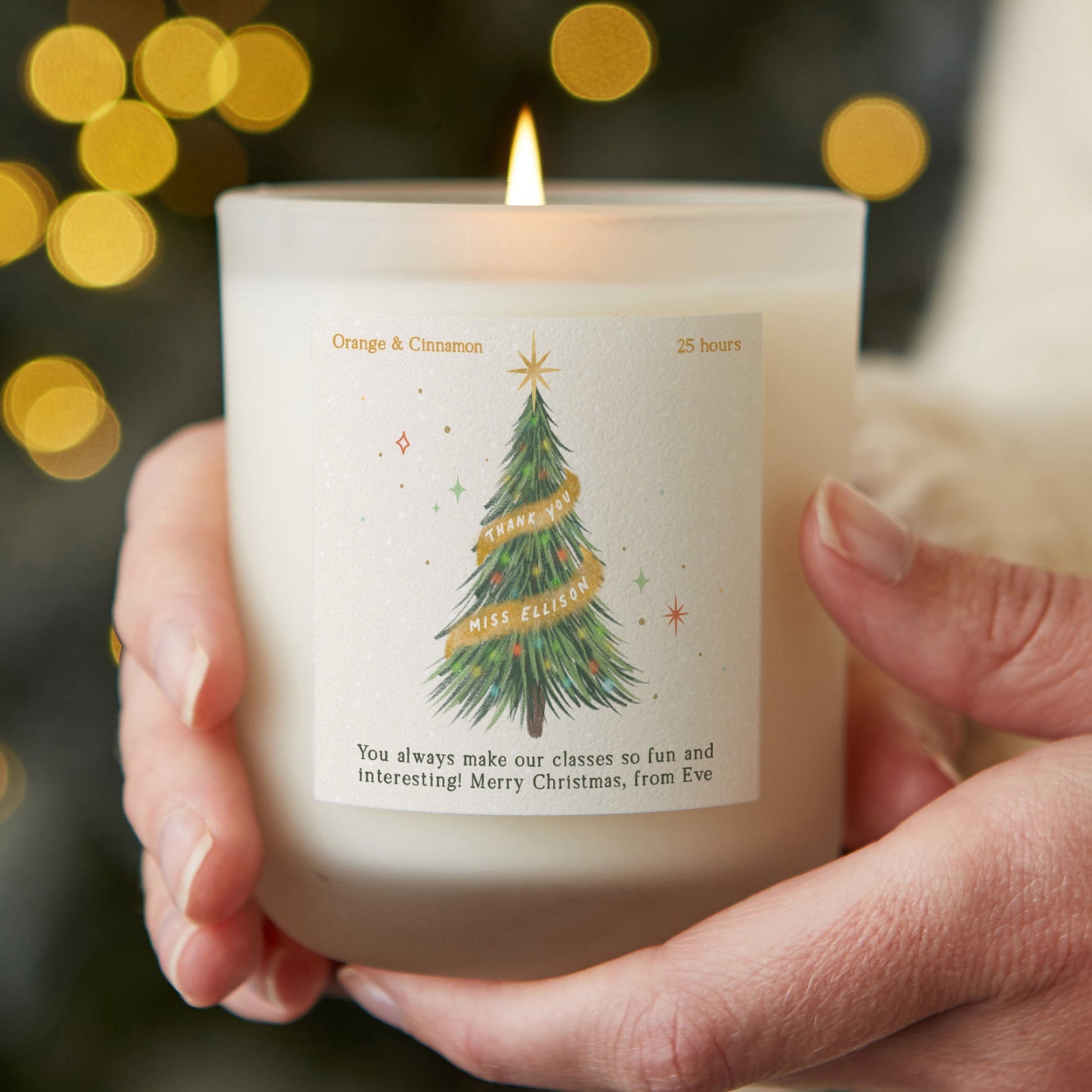 Teacher Christmas Gift Personalised Candle Christmas Tree - Kindred Fires