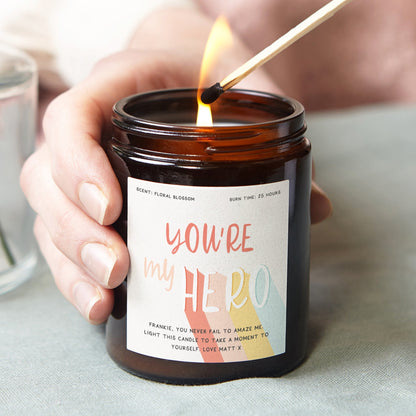 Thank You Gift You're My Hero Candle - Kindred Fires