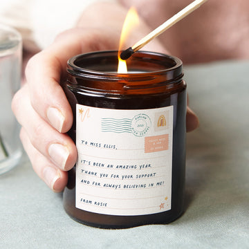 Thank You Teacher Gift Letter Candle - Kindred Fires