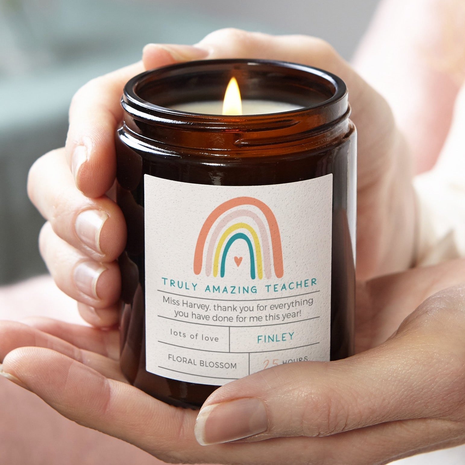 Thank You Teacher Gift Rainbow Candle - Kindred Fires