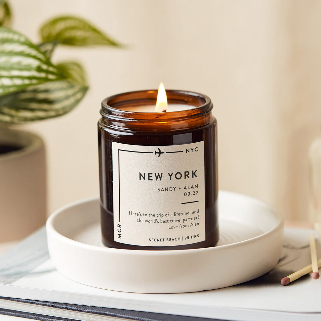 Travel Gift For Her Personalised Candle Honeymoon Ticket Gift