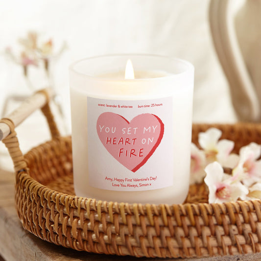 Valentine's Day Gift Heart on Fire Candle - Kindred Fires