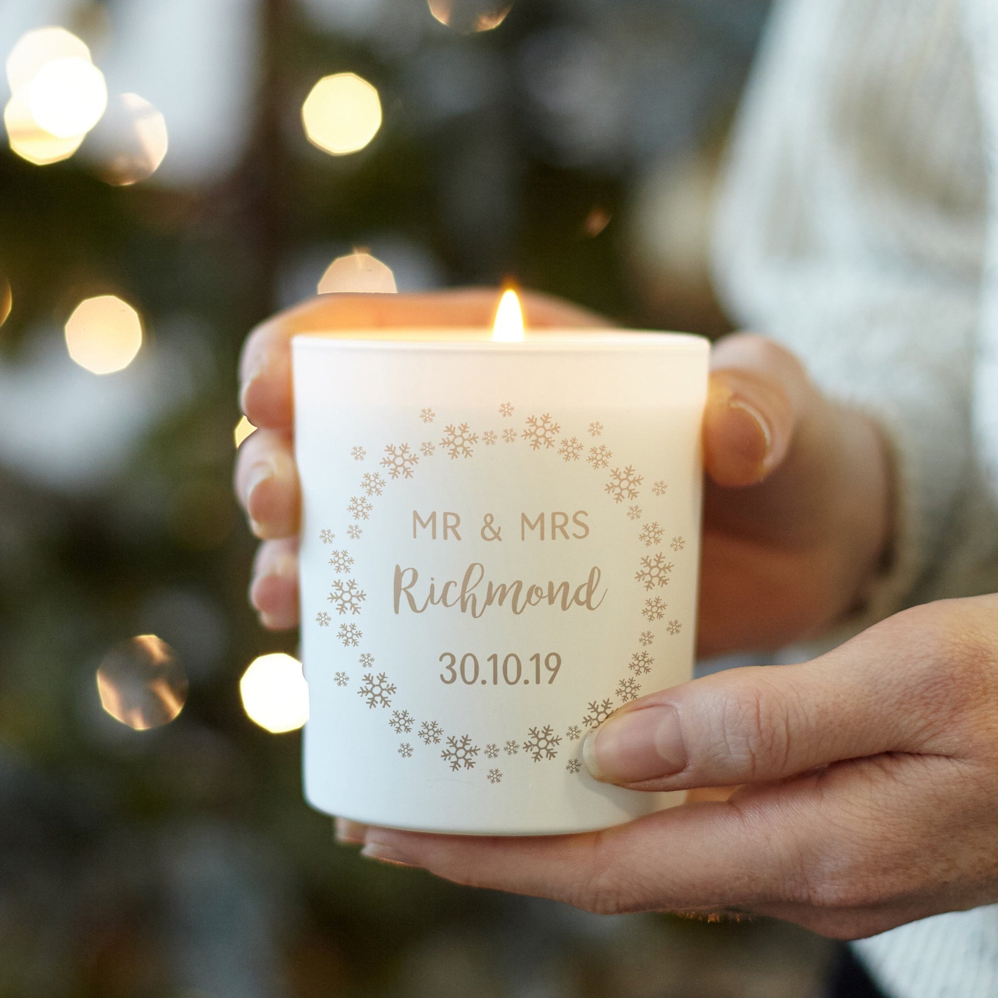 Wedding Gift Christmas Scented Personalised Candle - Kindred Fires