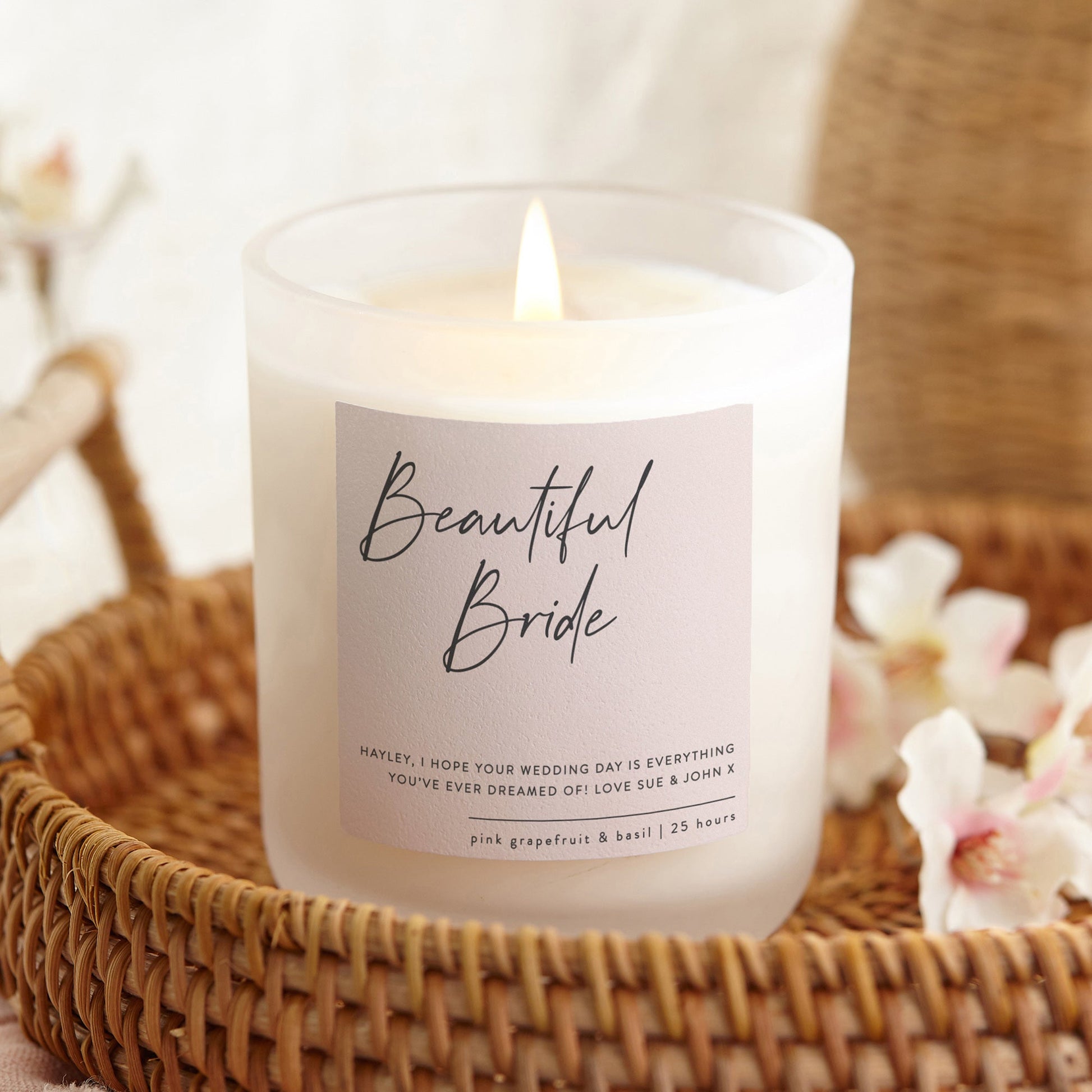Wedding Gift for Bride Muted Script Candle - Kindred Fires
