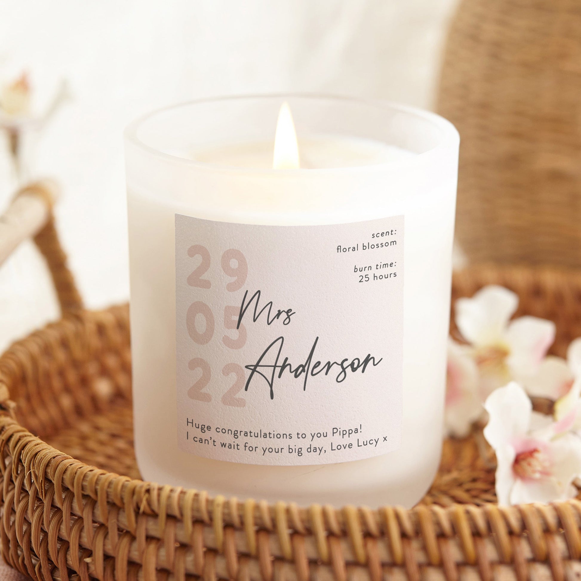 Wedding Gift for Bride Personalised Date Candle - Kindred Fires