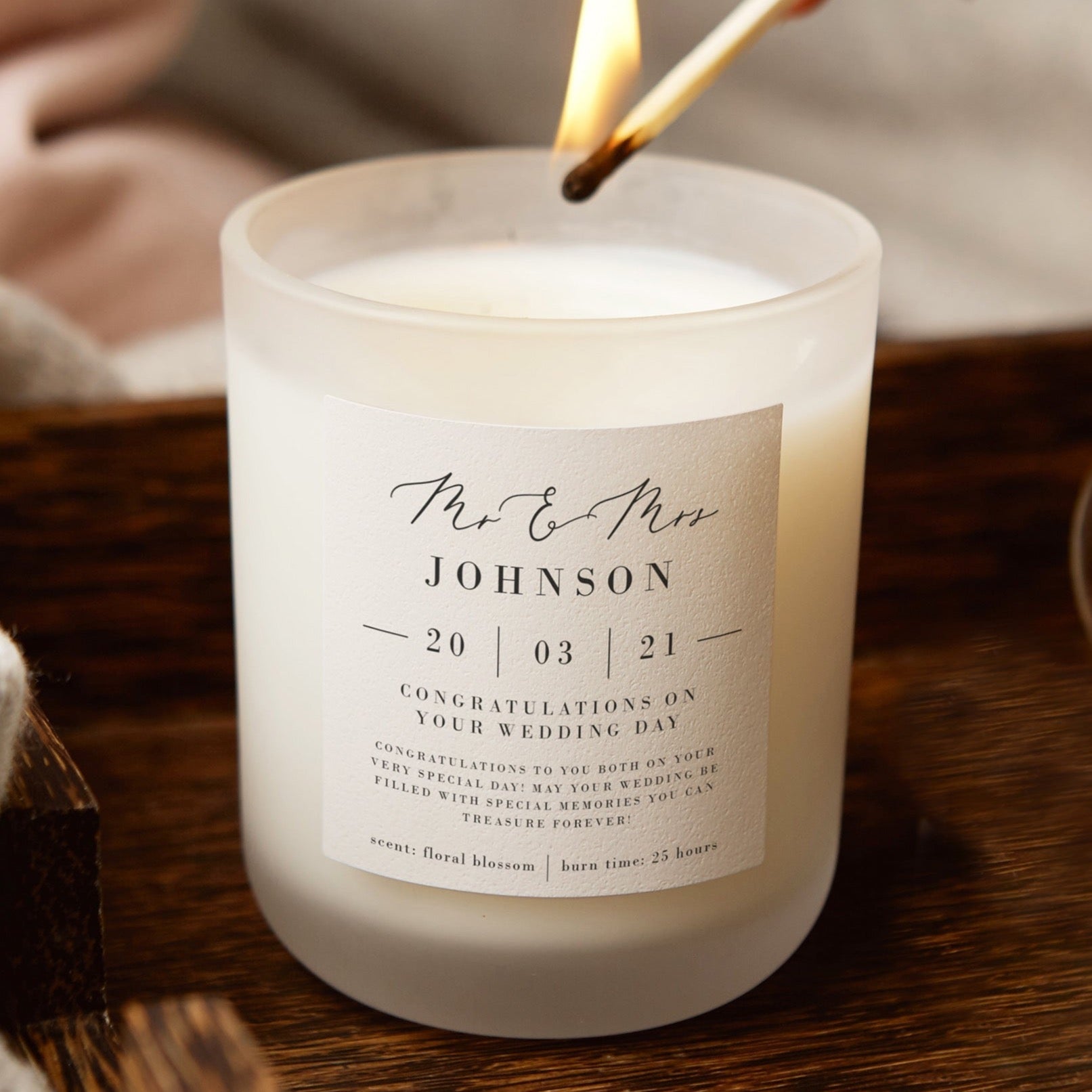 Wedding Gift for Couple Personalised Candle - Kindred Fires