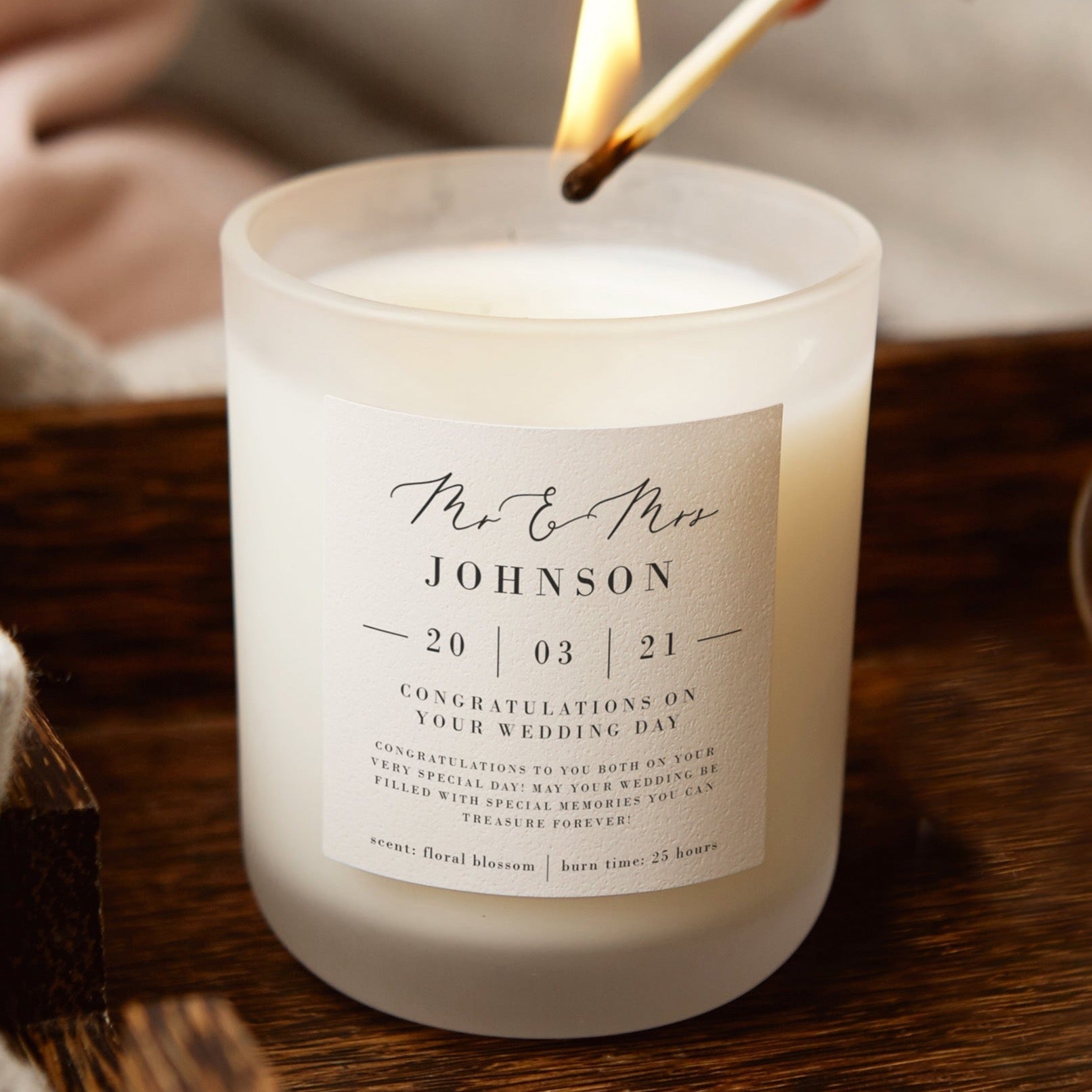 Wedding Gift for Couple Personalised Candle - Kindred Fires