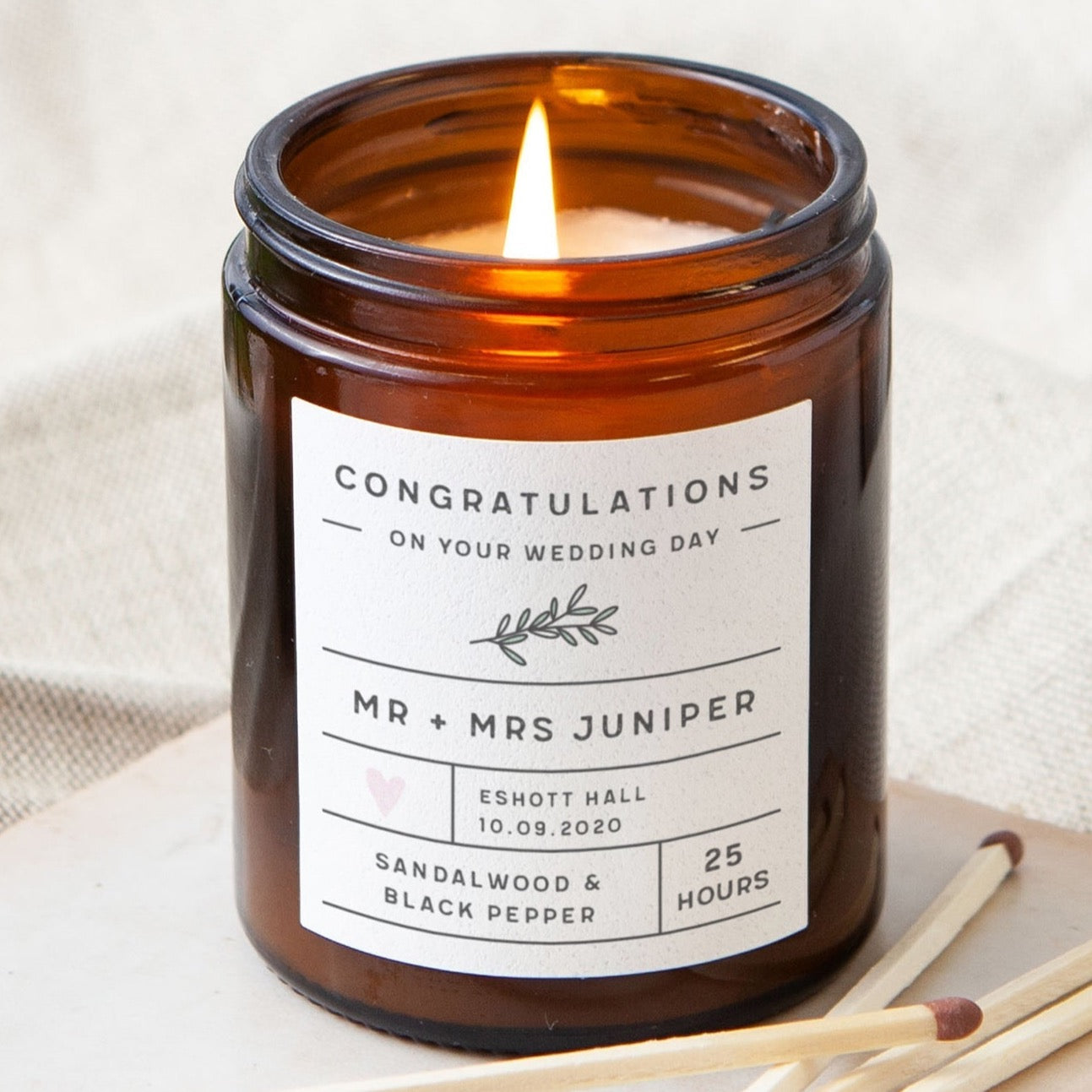 Wedding Gift Personalised Apothecary Candle - Kindred Fires