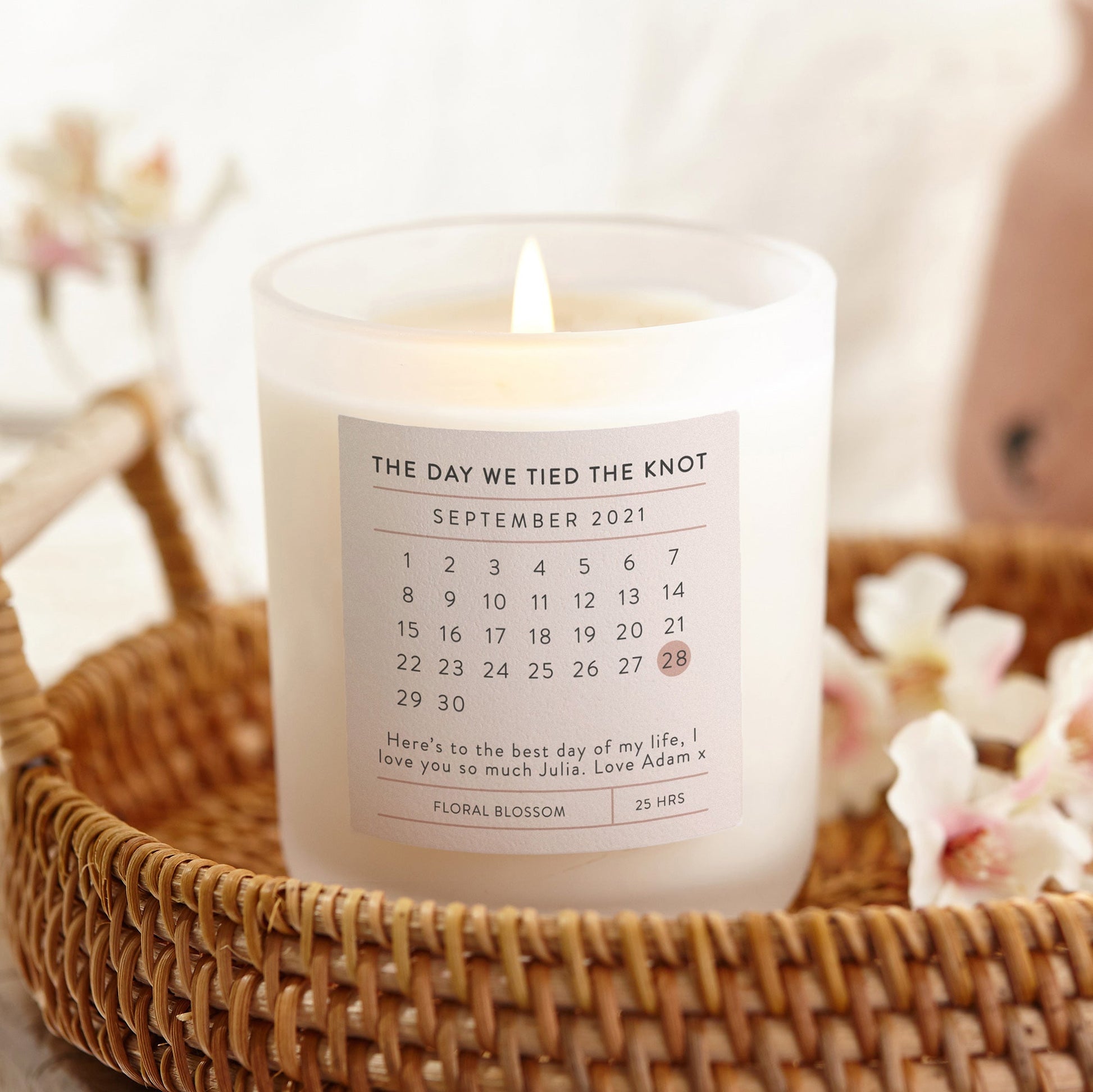 Wedding Gift Personalised Calendar Candle - Kindred Fires