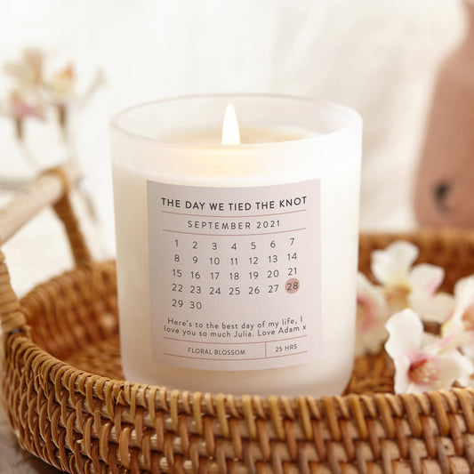 Wedding Gift Personalised Calendar Candle - Kindred Fires
