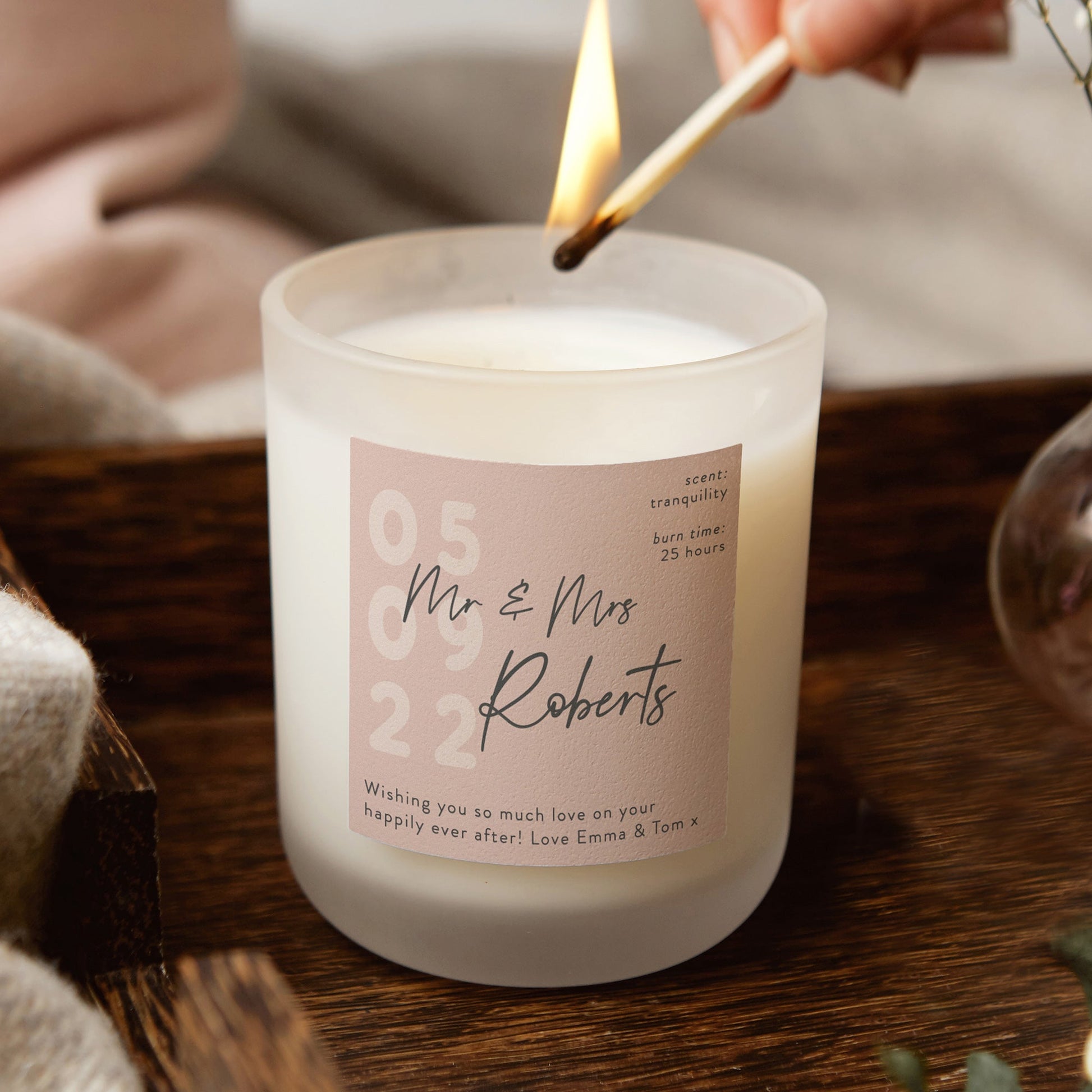 Wedding Gift Personalised Date Candle - Kindred Fires