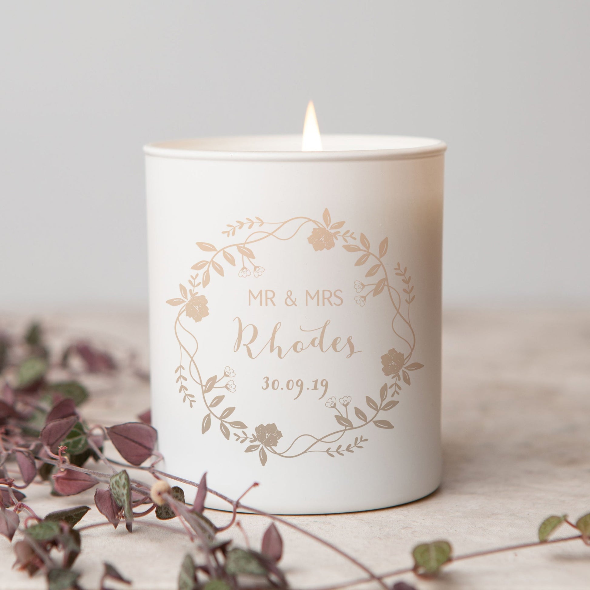 Wedding Gift Personalised Scented Candle - Kindred Fires