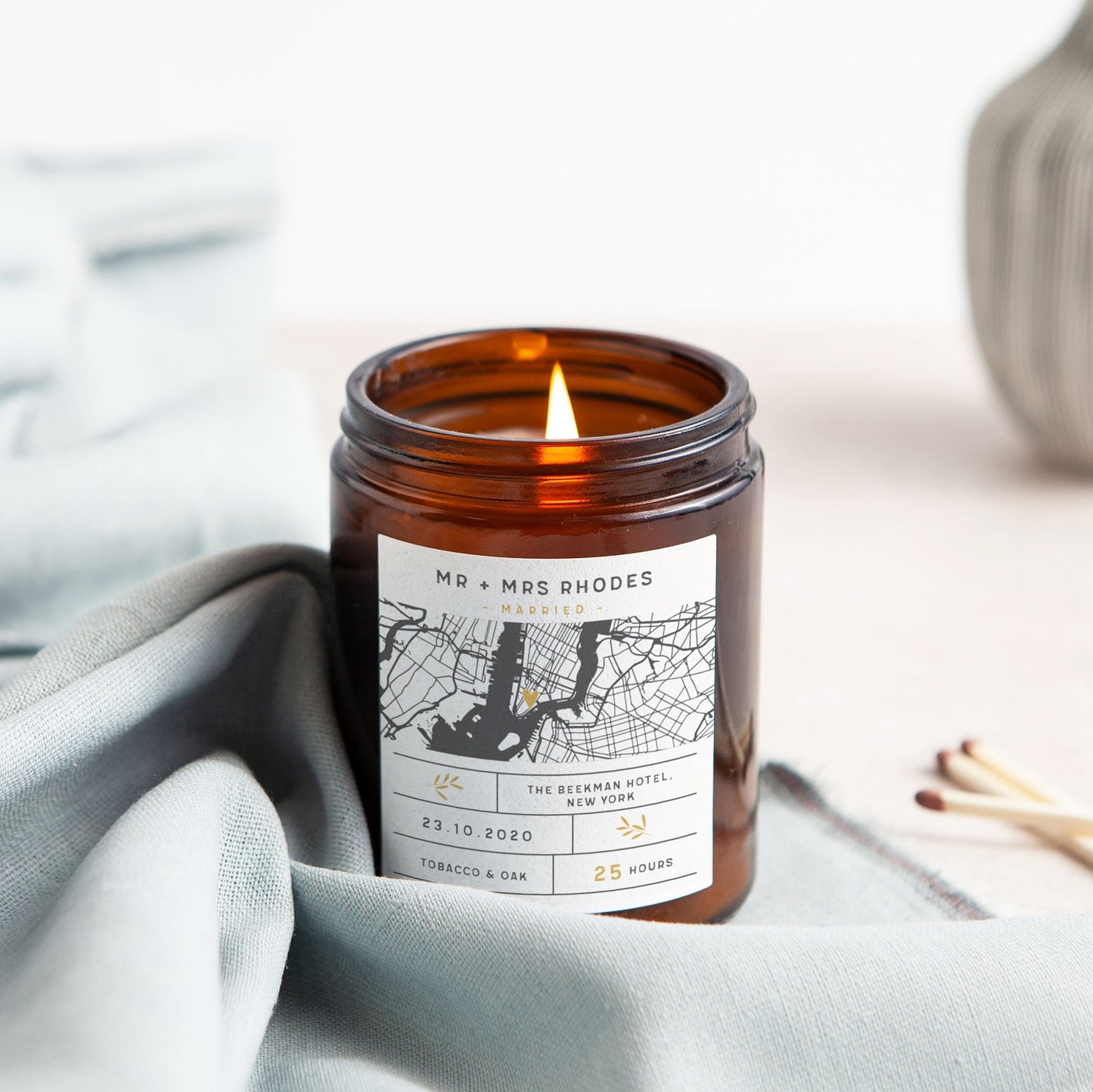 Wedding Map Apothecary Candle - Kindred Fires