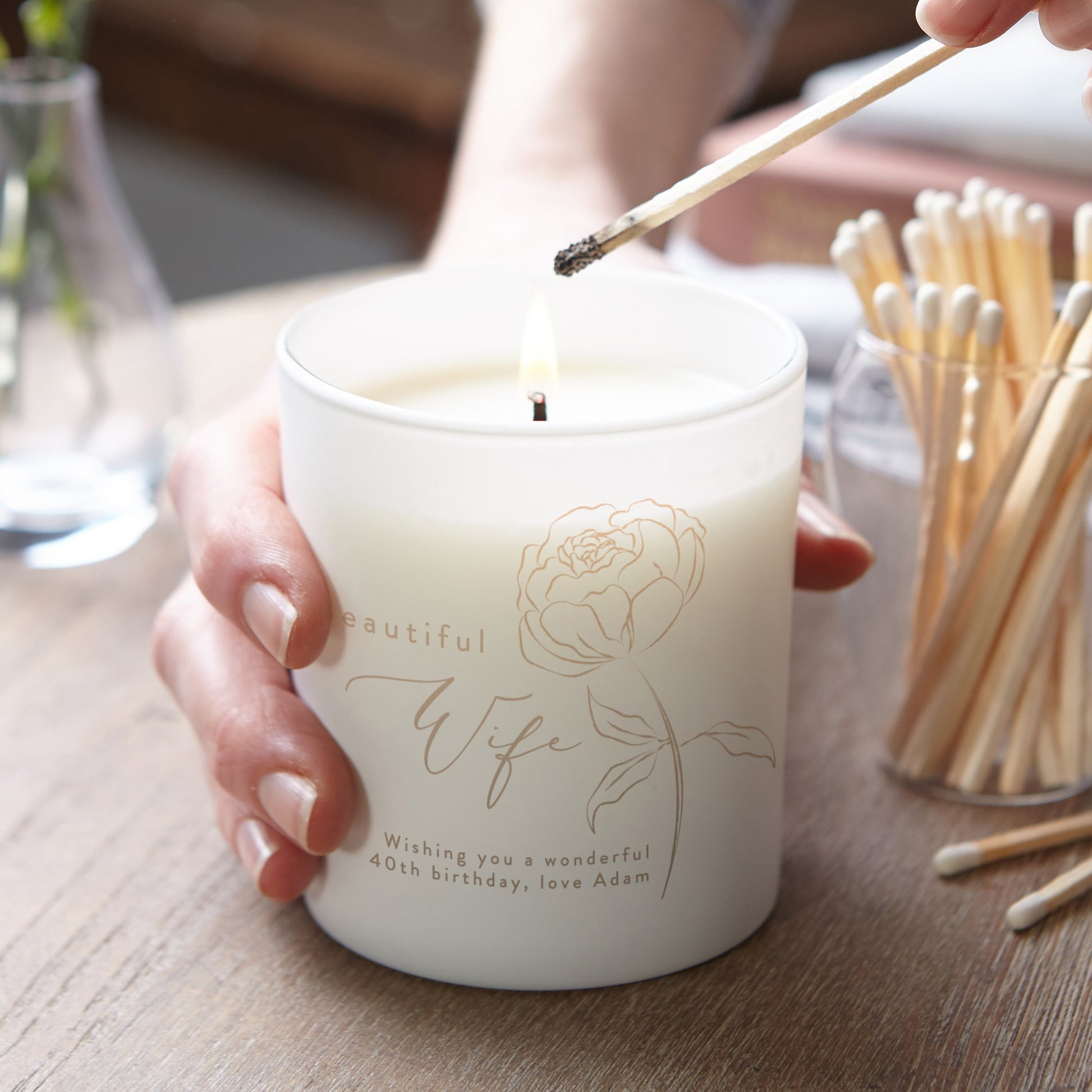 Wife Birthday Gift Floral Candle - Kindred Fires