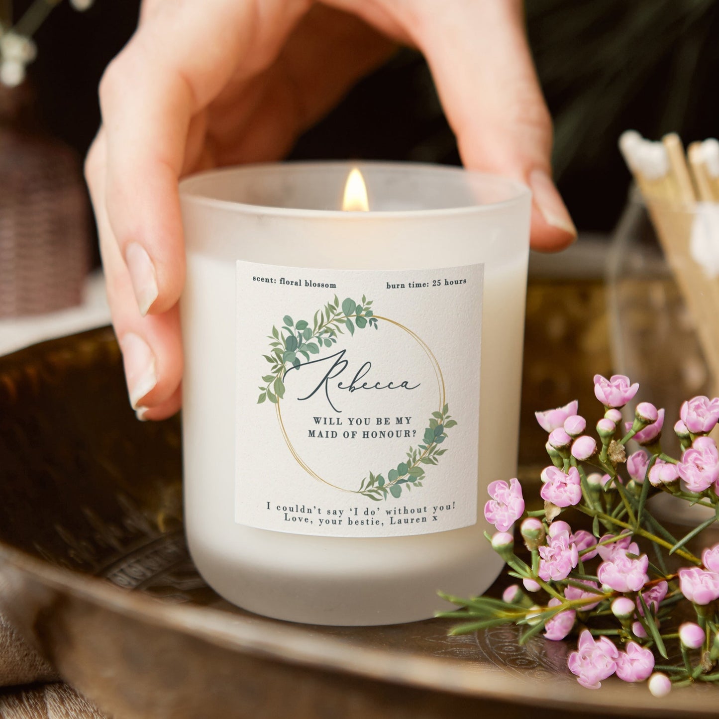 Will You Be My Maid of Honour Botanical Candle - Kindred Fires