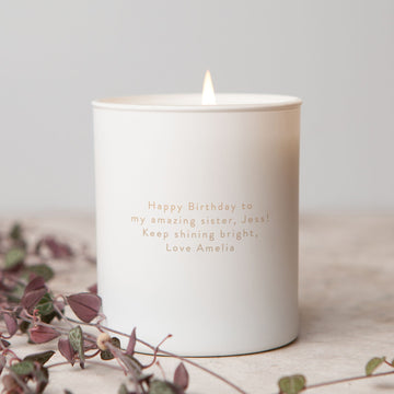 Zodiac Constellation Birthday Gift Candle with Personalised Message - Kindred Fires